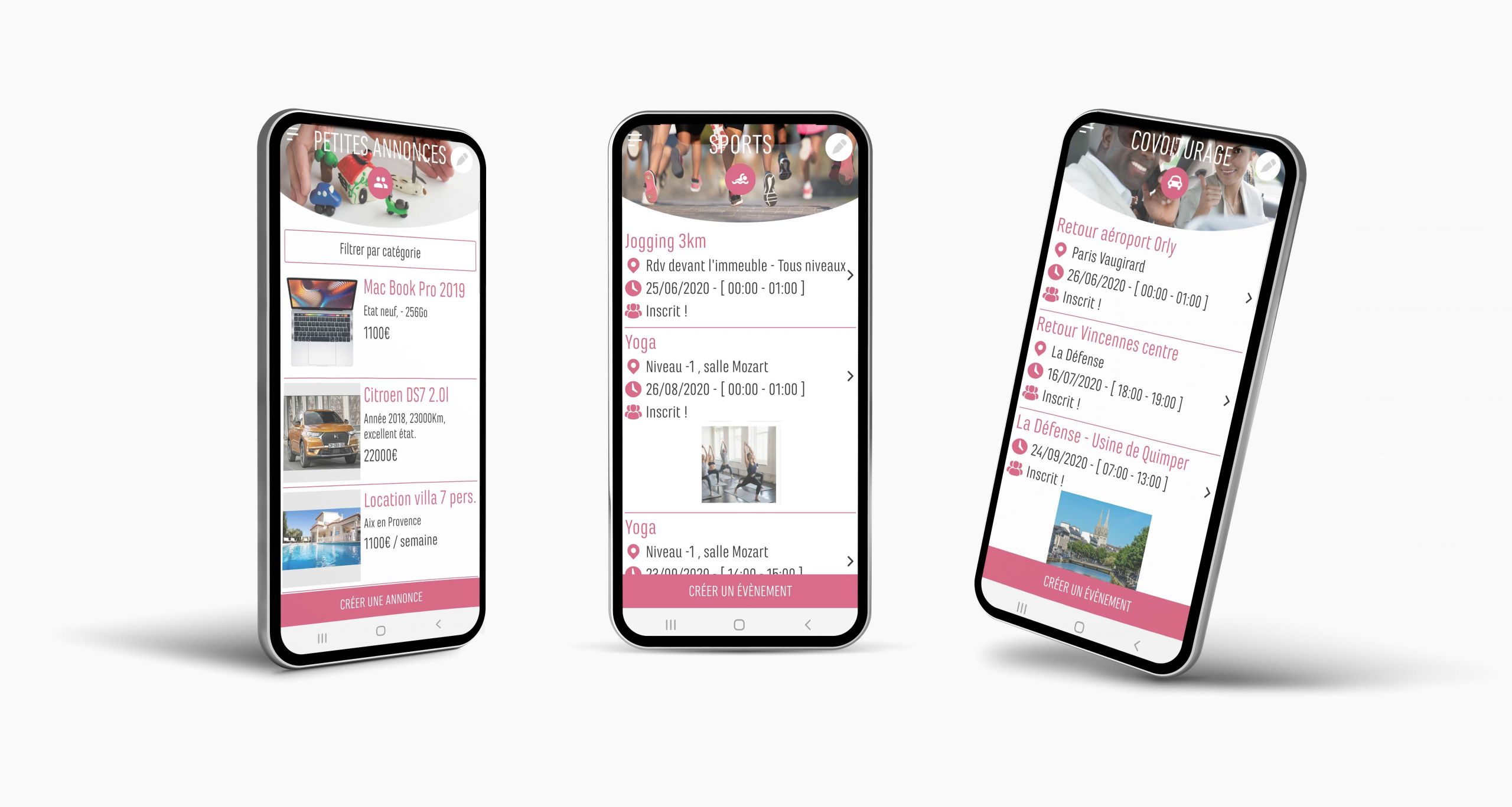 3 mobiles sur fond jaune collaboration
